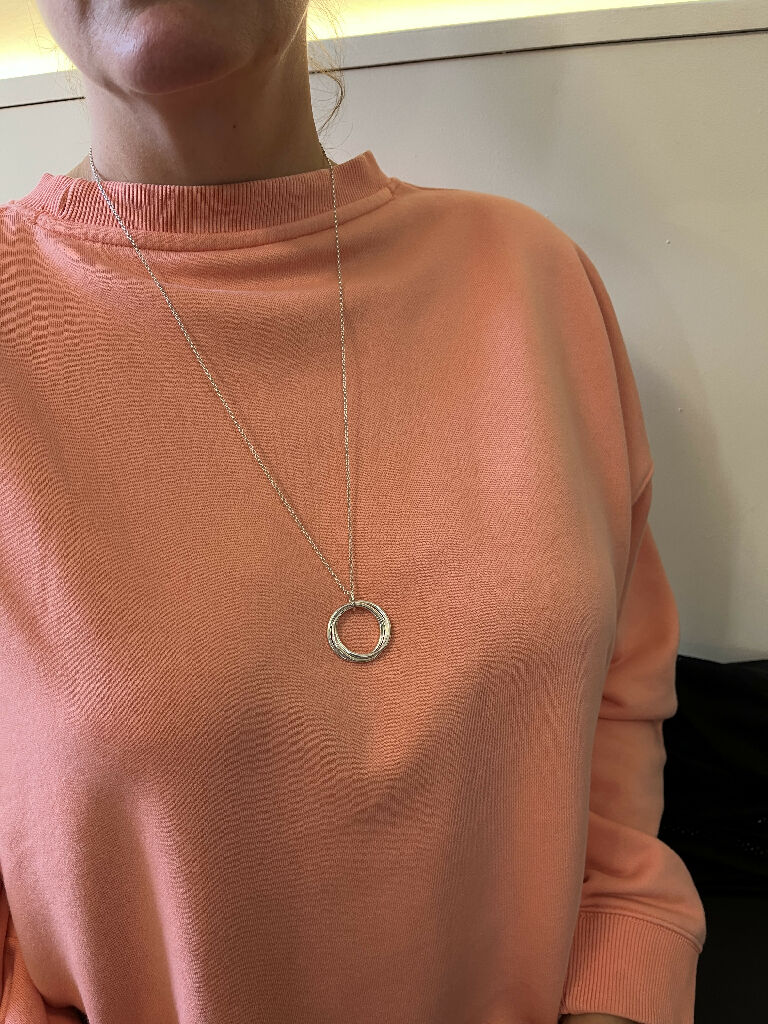 Handmade Sterling Silver Three Hoop Interlocking Necklace - Image 3