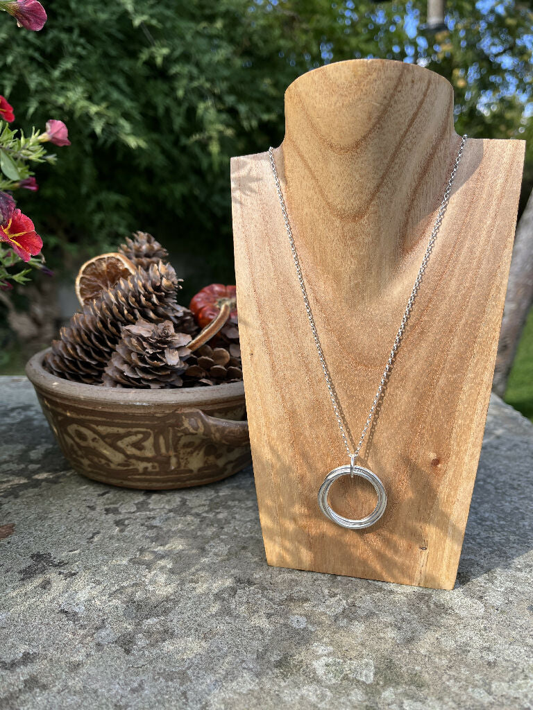 Handmade Sterling Silver Three Hoop Interlocking Necklace - Image 5