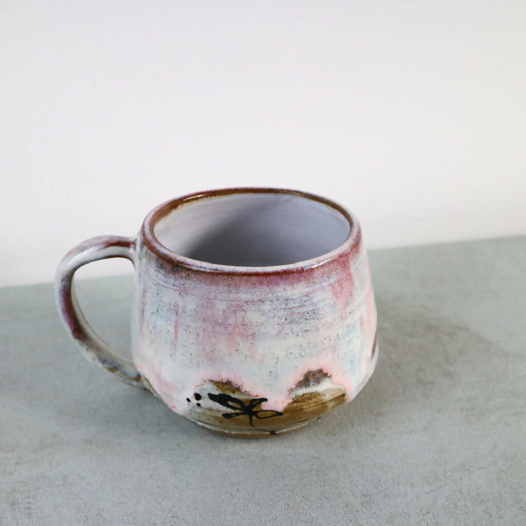 Handmade Stoneware Mug with Rustic White Glaze and Pink Wash - Image 10