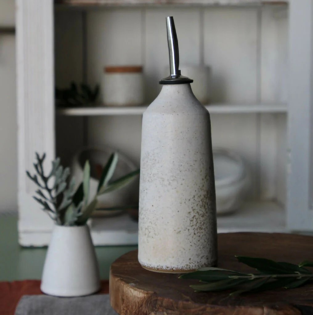 Handmade Stoneware Olive Oil Bottle 300ml. Rustic Kitchen Accessory - Image 4