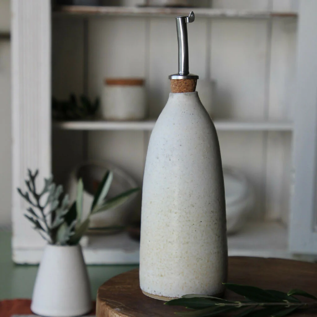 Handmade Stoneware Olive Oil Bottle 300ml. Rustic Kitchen Accessory - Image 5