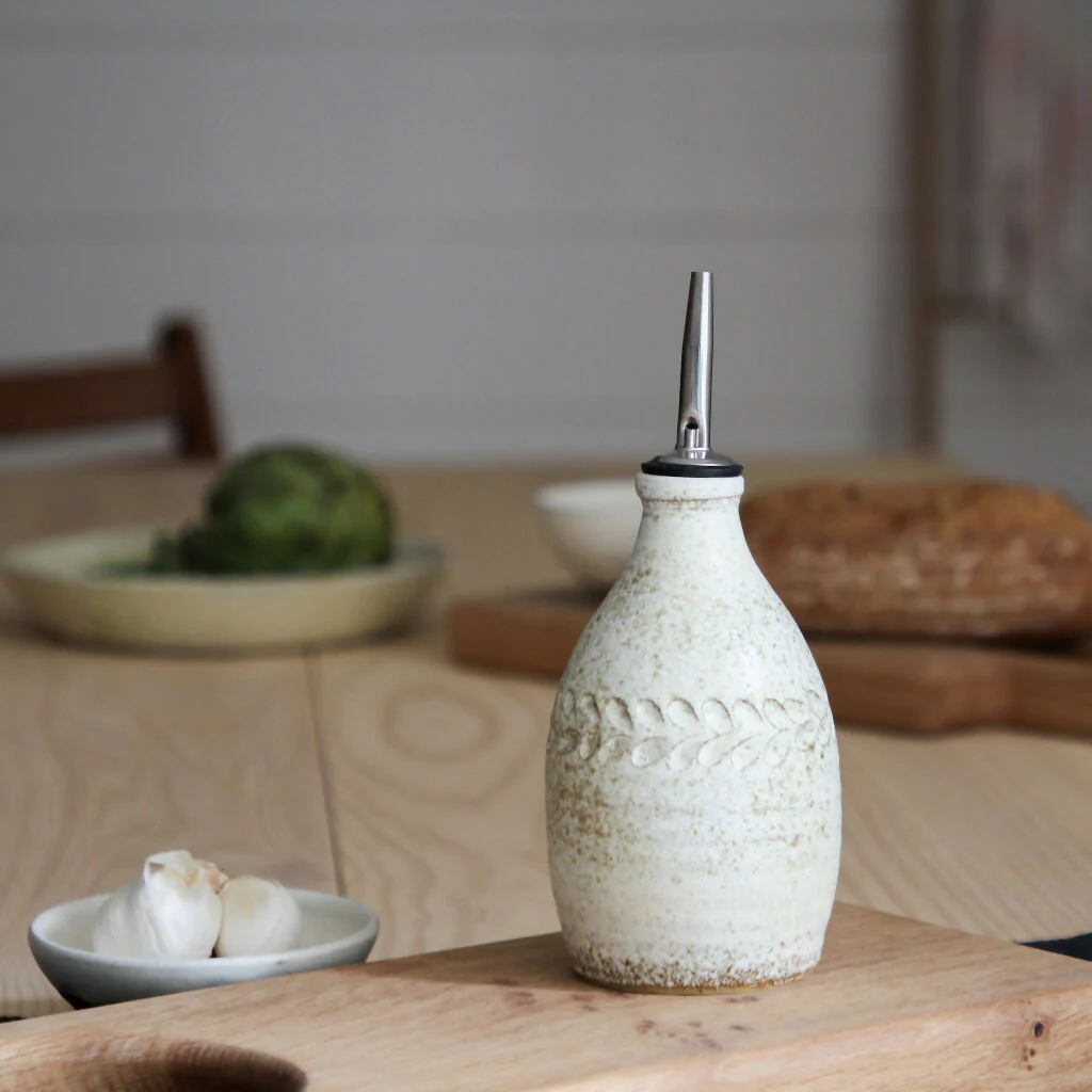 Handmade Stoneware Olive Oil Bottle 300ml. Rustic Kitchen Accessory - Image 6