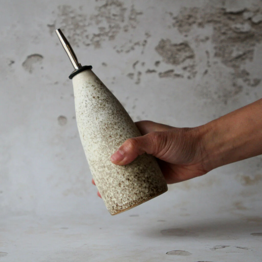 Handmade Stoneware Olive Oil Bottle 300ml. Rustic Kitchen Accessory - Image 7