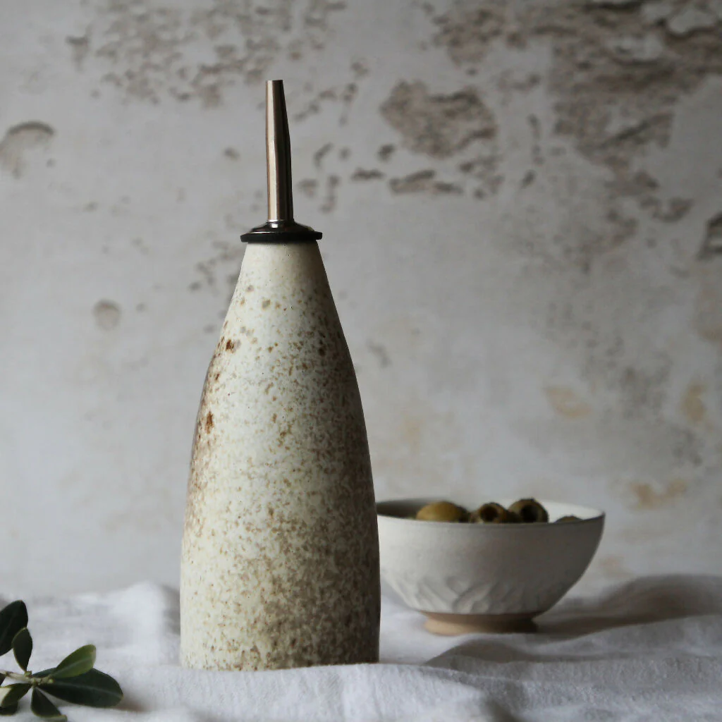 Handmade Stoneware Olive Oil Bottle 300ml. Rustic Kitchen Accessory - Image 8