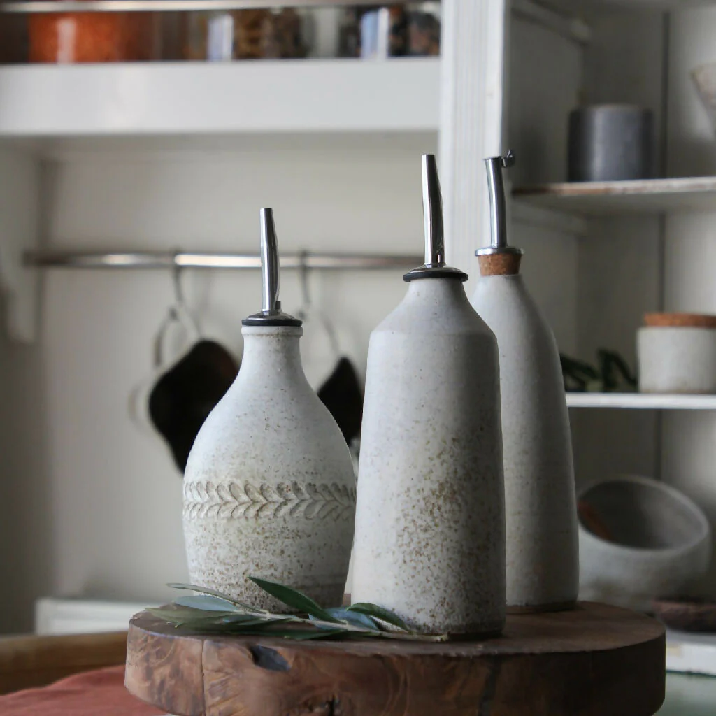 Handmade Stoneware Olive Oil Bottle 300ml. Rustic Kitchen Accessory - Image 9