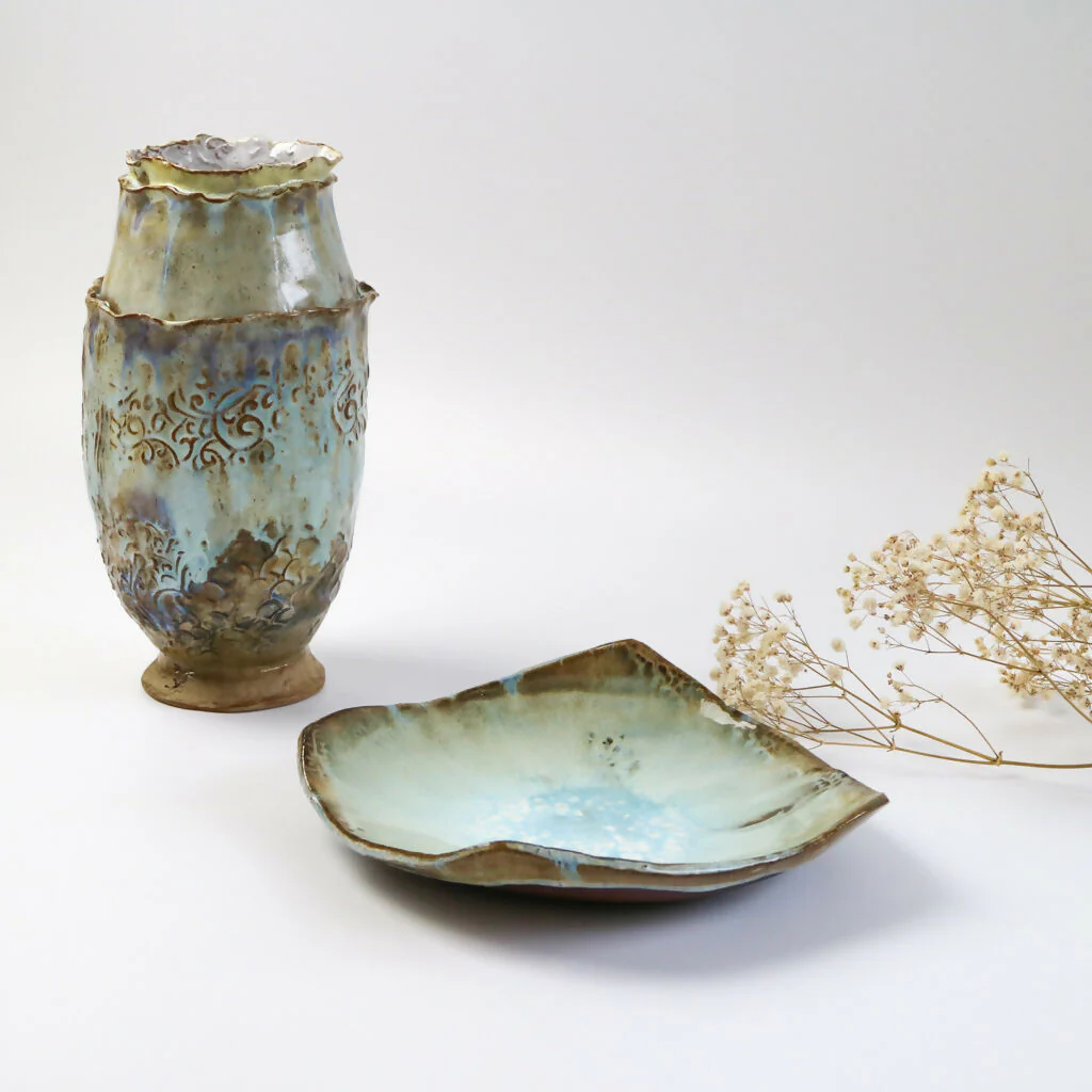Handmade Terracotta Platter with Misty Blue Glaze - Image 10
