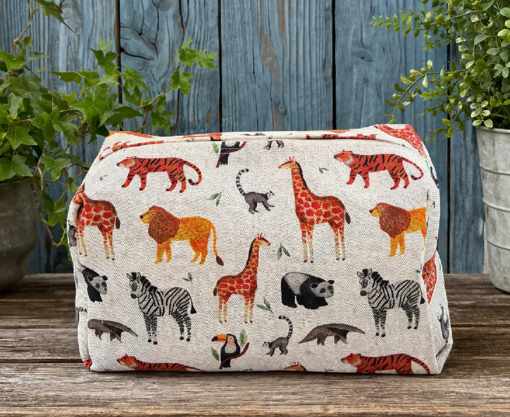 Handmade Wildlife Boxy  Fabric Washbag 