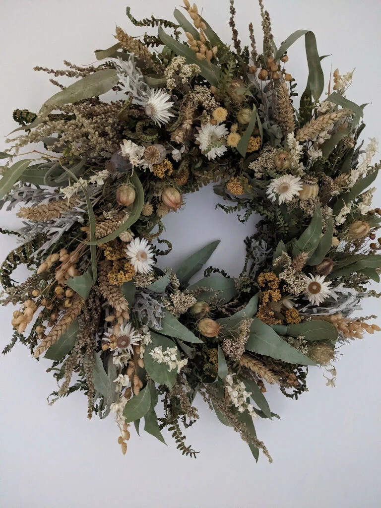 Handmade Wreath Made From Neutral Tone Dried Flowers - Image 5