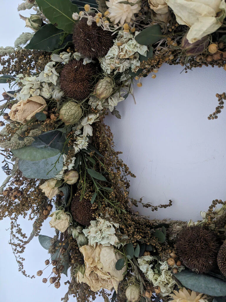 Handmade Wreath Made From Neutral Tone Dried Flowers - Image 5
