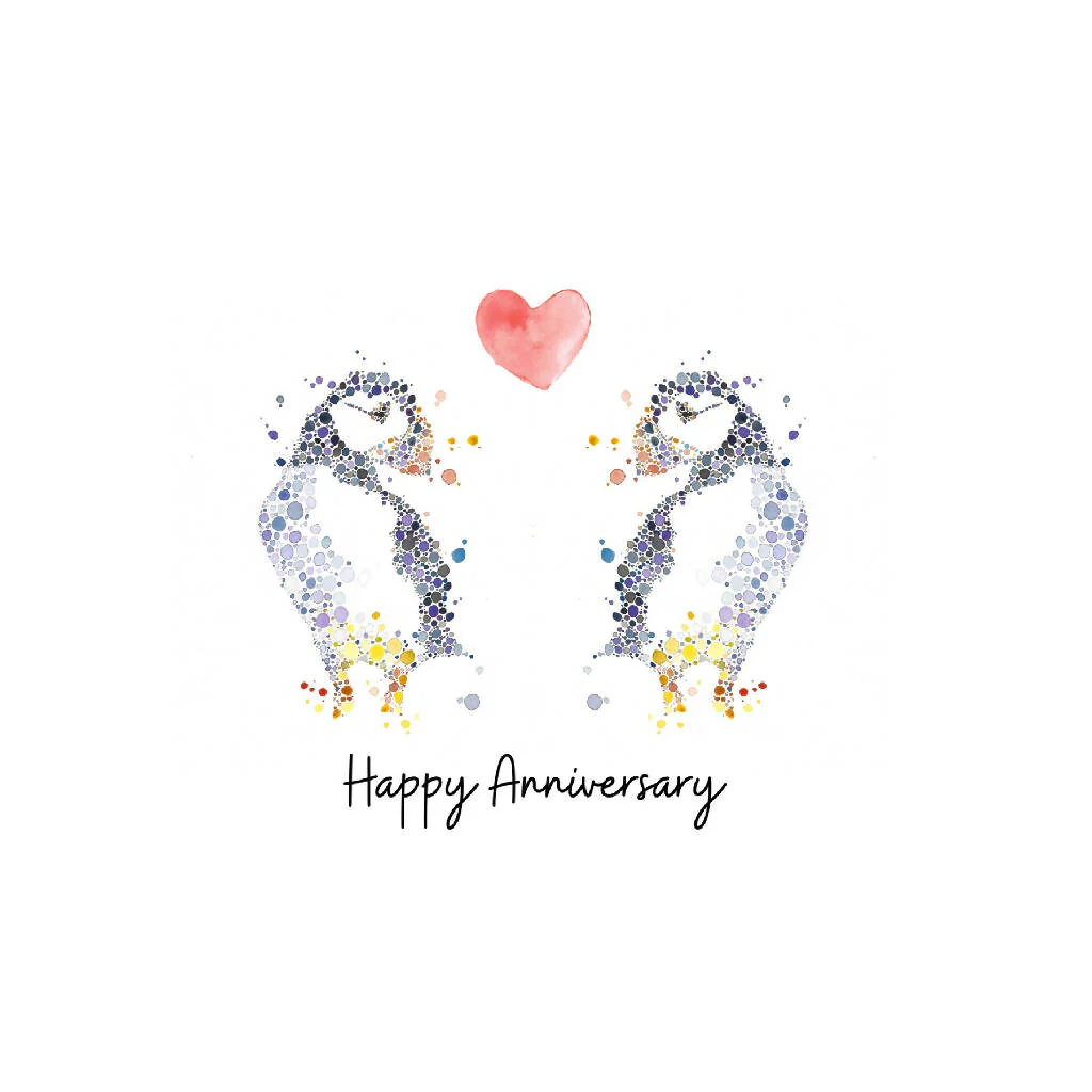 Happy Anniversary Puffin Love Card - Image 2