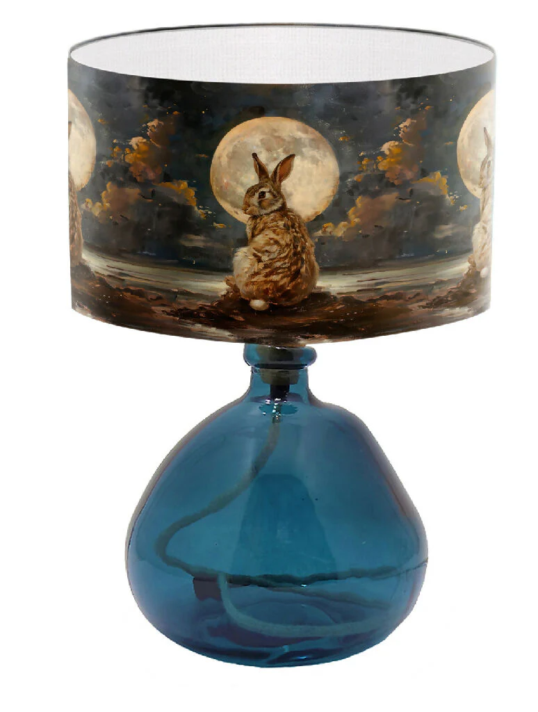 Hare and Moon Illustrative Print Lampshade - Image 3
