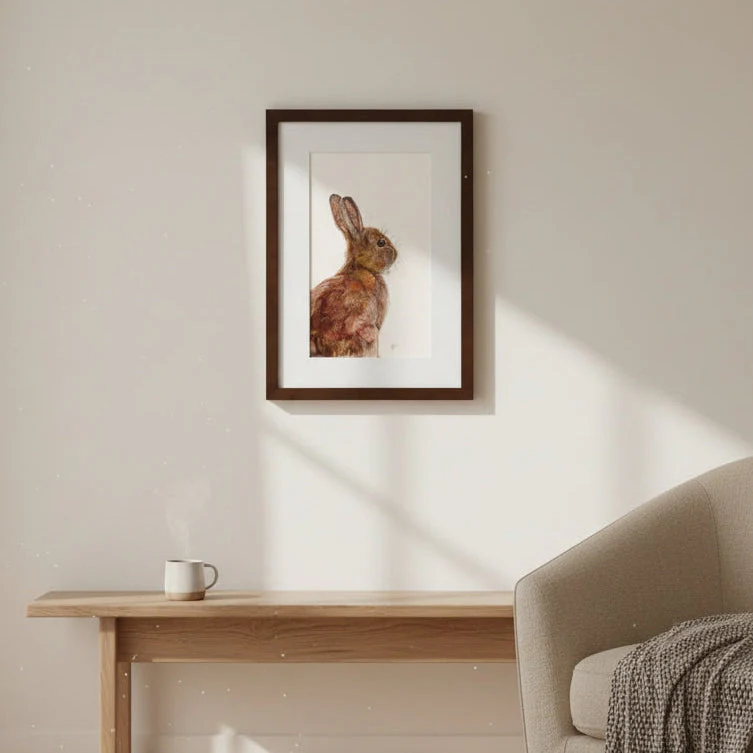 Hare Art Print | Cream Background | British Wildlife Wall Art | Open Edition - Image 2