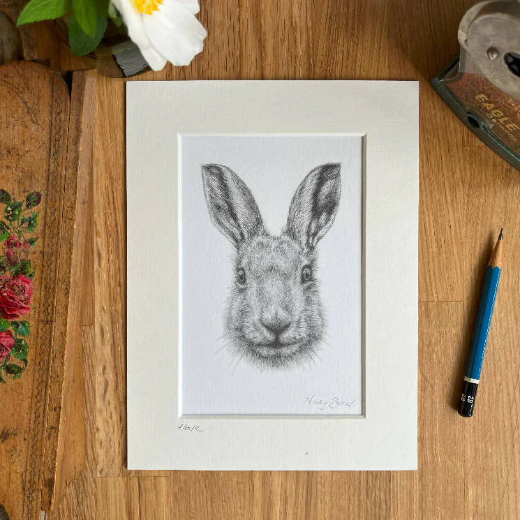 Hare art print size 6" x 8" - Image 3