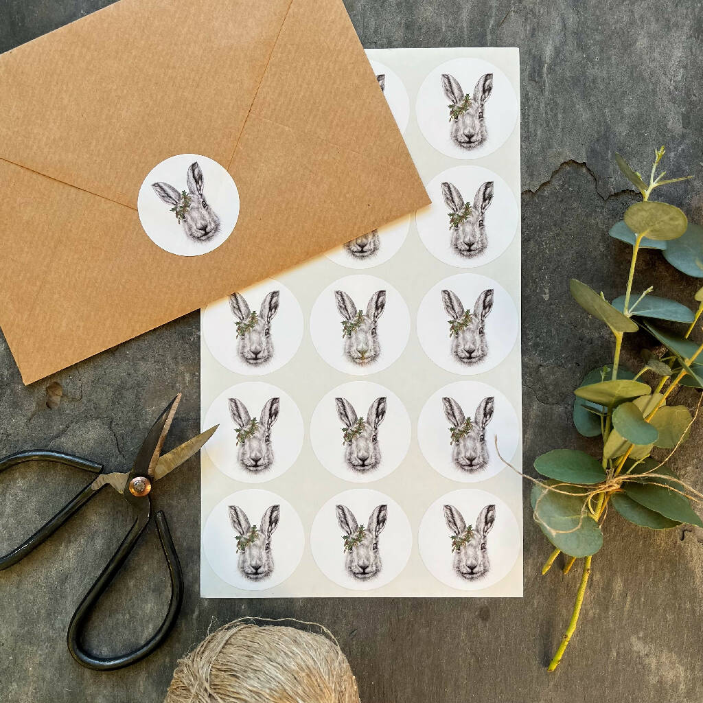 30 Festive Hare Christmas Stickers - (15 per sheet) - Image 3