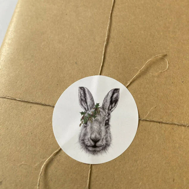 30 Festive Hare Christmas Stickers - (15 per sheet) - Image 4