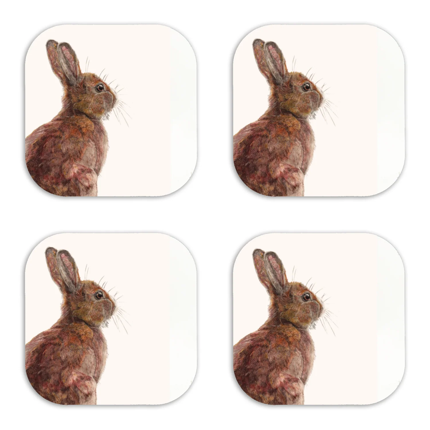 Hare Coaster Set - British Wildlife Art - Image 4