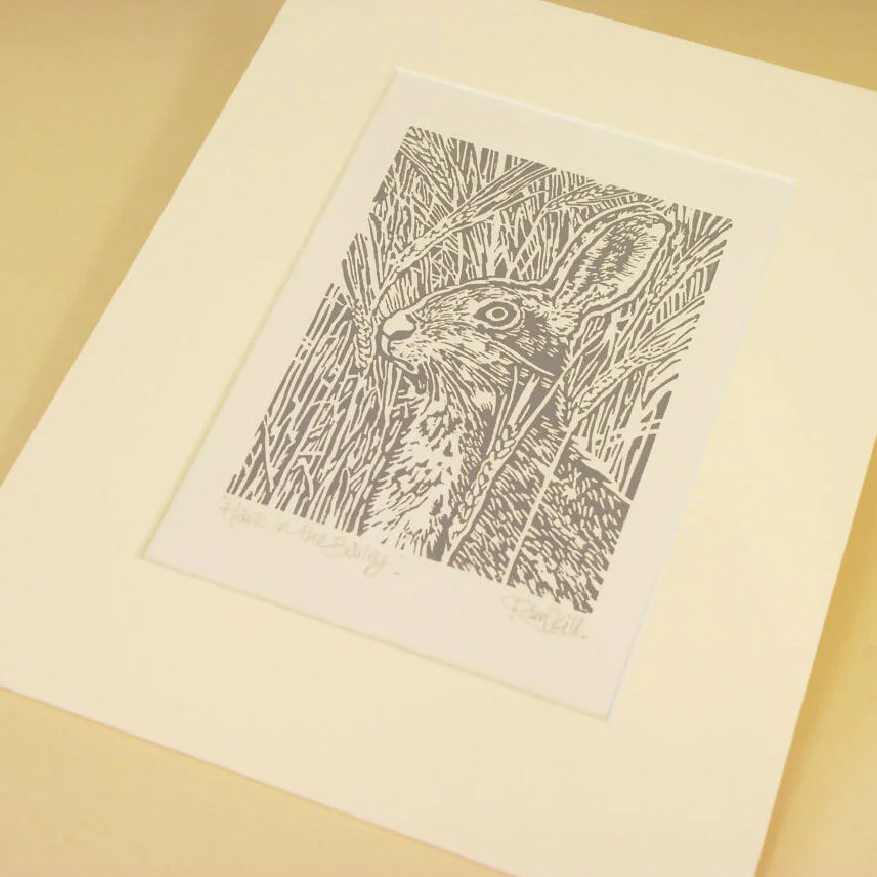 Hare in the barley - Open Ended Edition - Original Linocut Print - Image 6