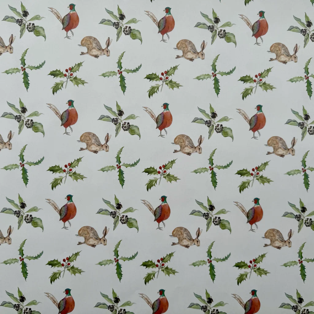 Hares and Pheasants Christmas Wrapping Paper - Image 3
