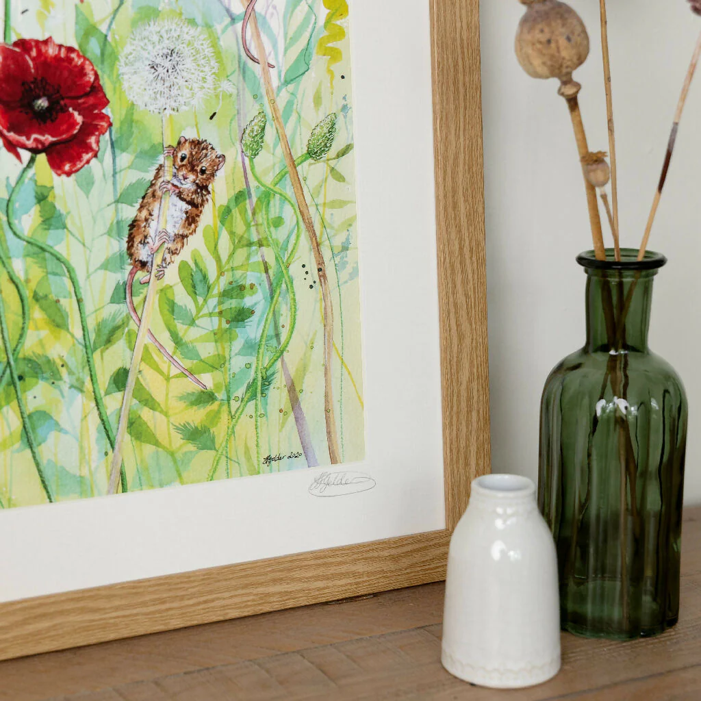 Harvest Mice & Poppies Limited Edition Print 'Hide and Squeak' | Jina Gelder Illustration - Image 2