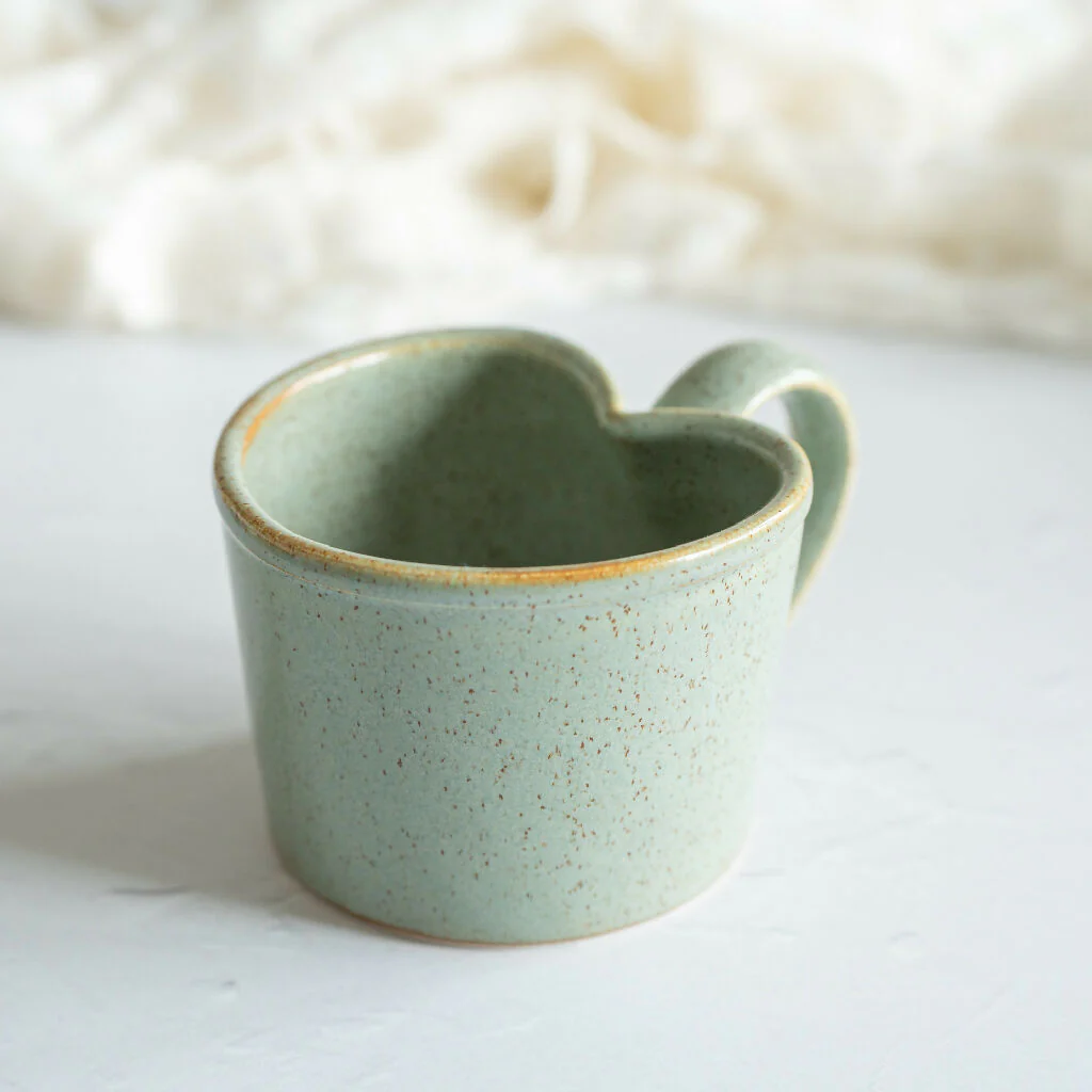 Heart Shaped Wheel-Thrown Stoneware Mug - Image 3
