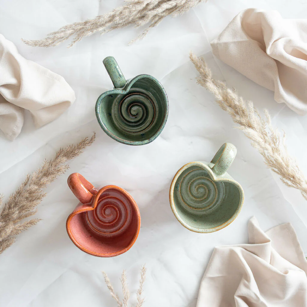 Heart Shaped Wheel-Thrown Stoneware Mug - Image 5