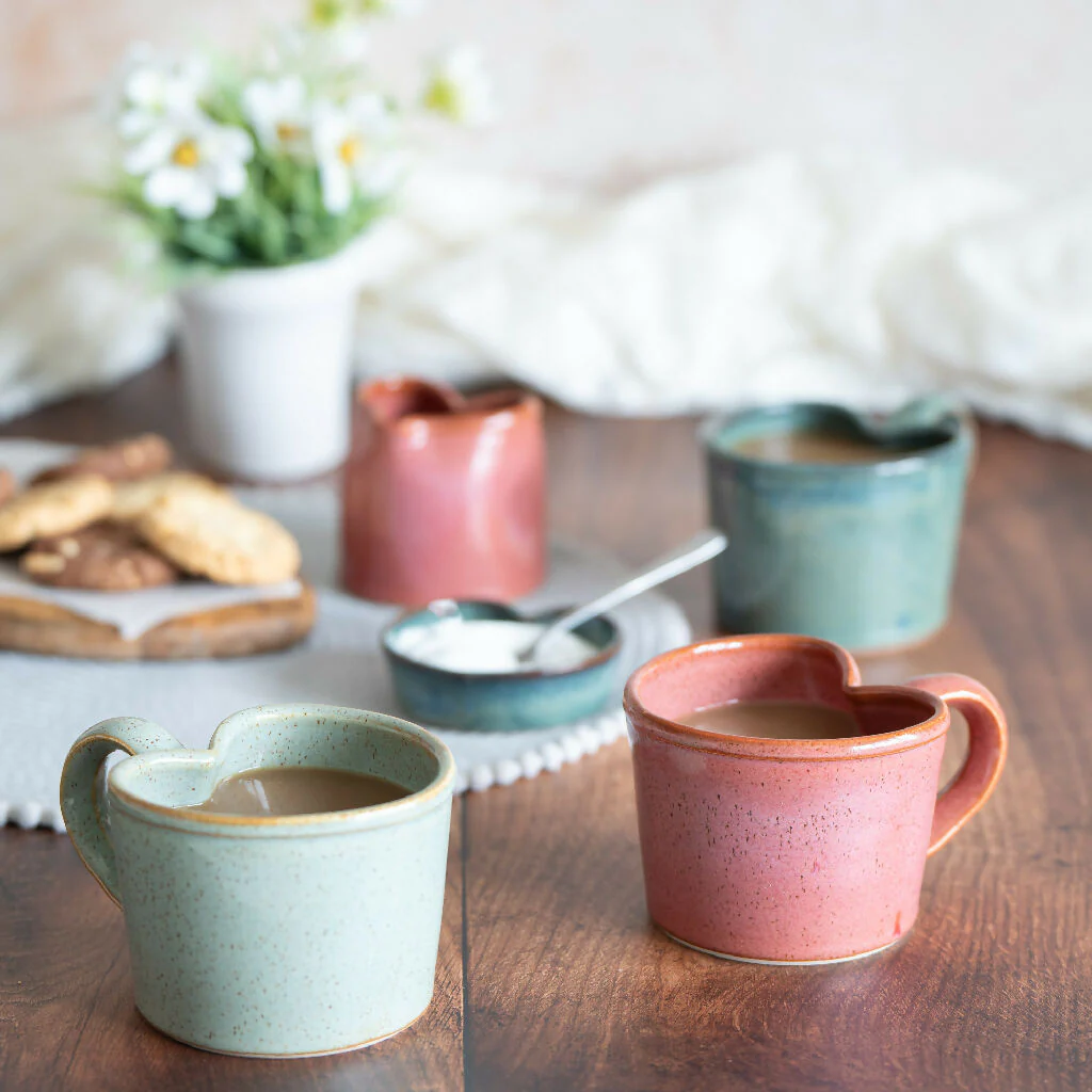 Heart Shaped Wheel-Thrown Stoneware Mug - Image 6