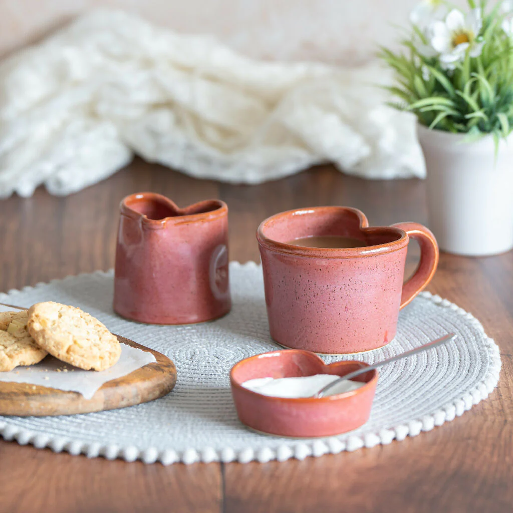 Heart Shaped Wheel-Thrown Stoneware Mug - Image 7