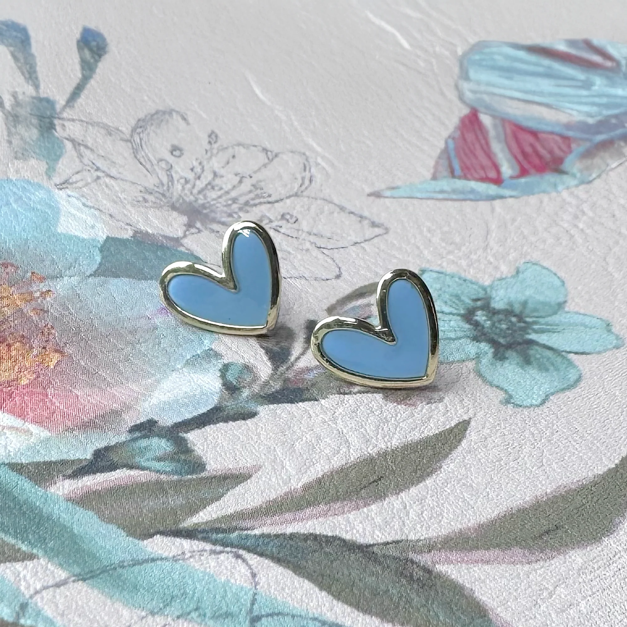 Hearts Earrings | Baby Blue
