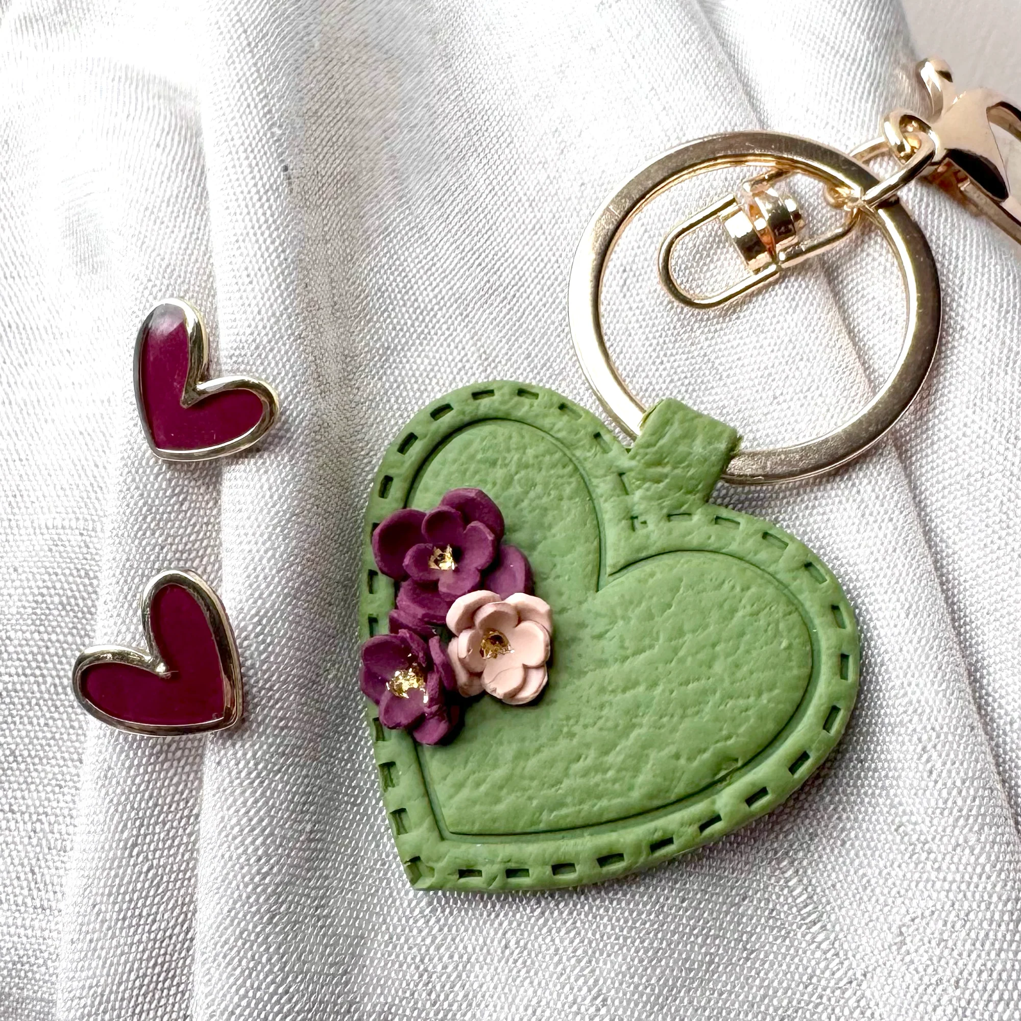 Hearts Earrings | Burgundy