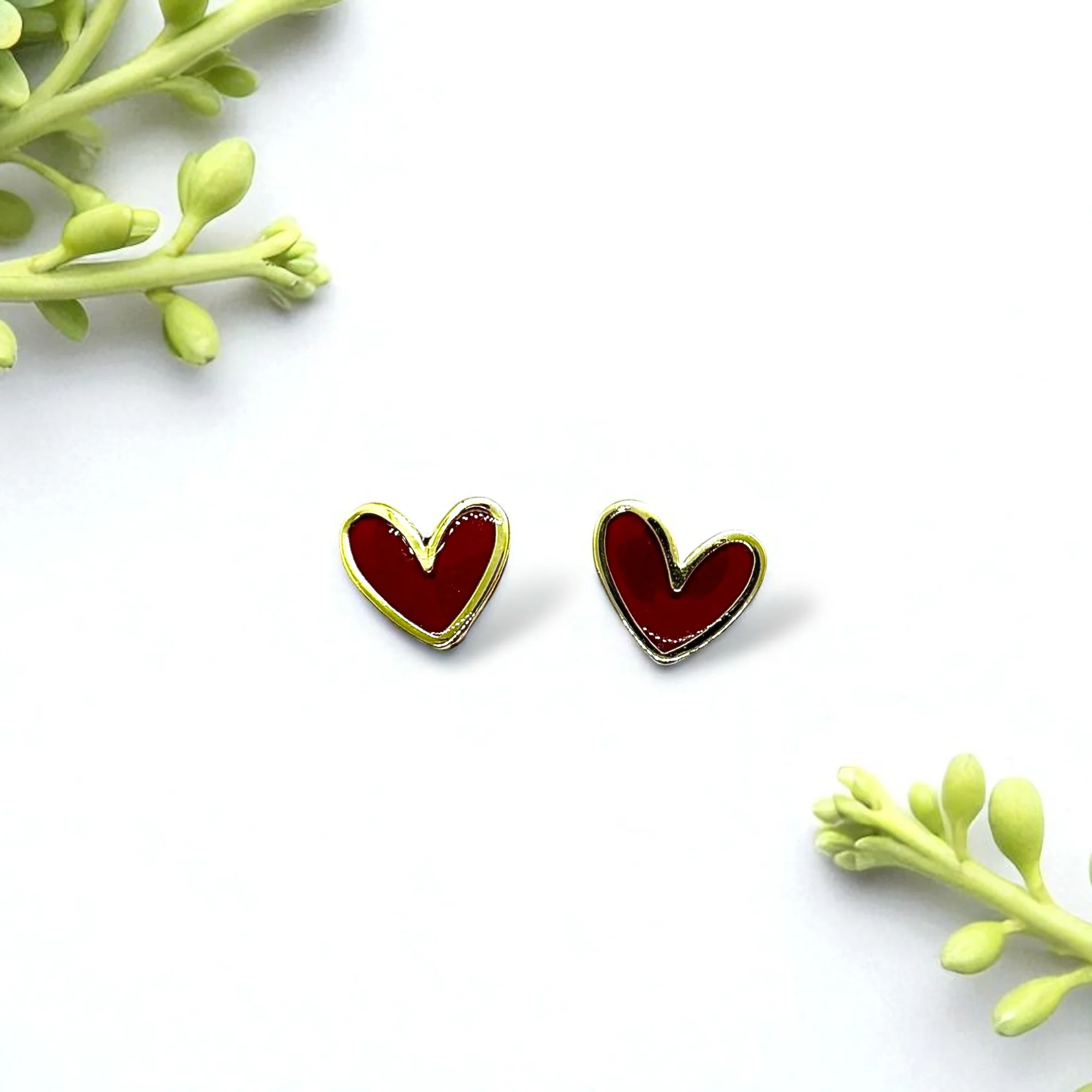 Hearts Earrings | Burgundy - Image 3