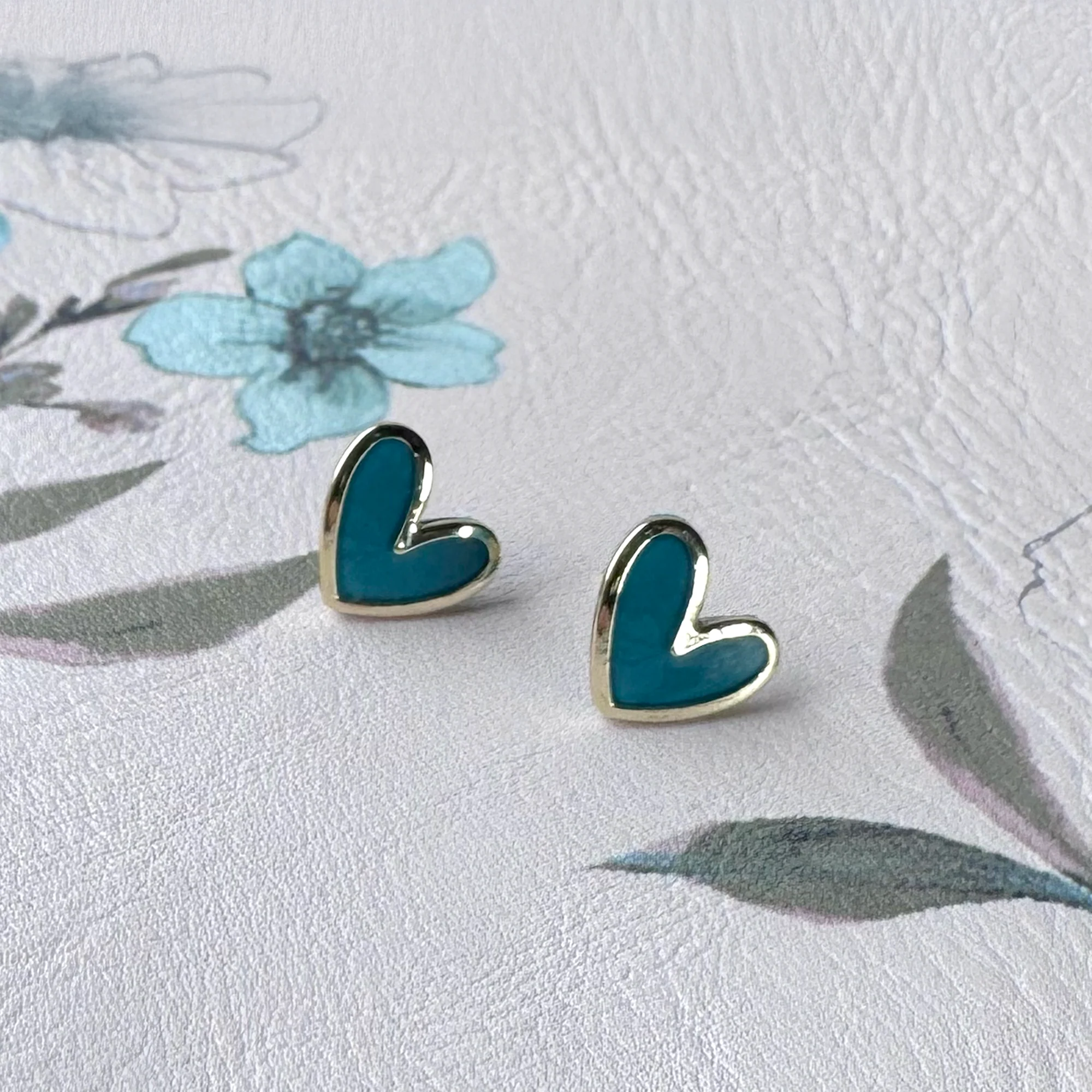 Hearts Earrings | Teal