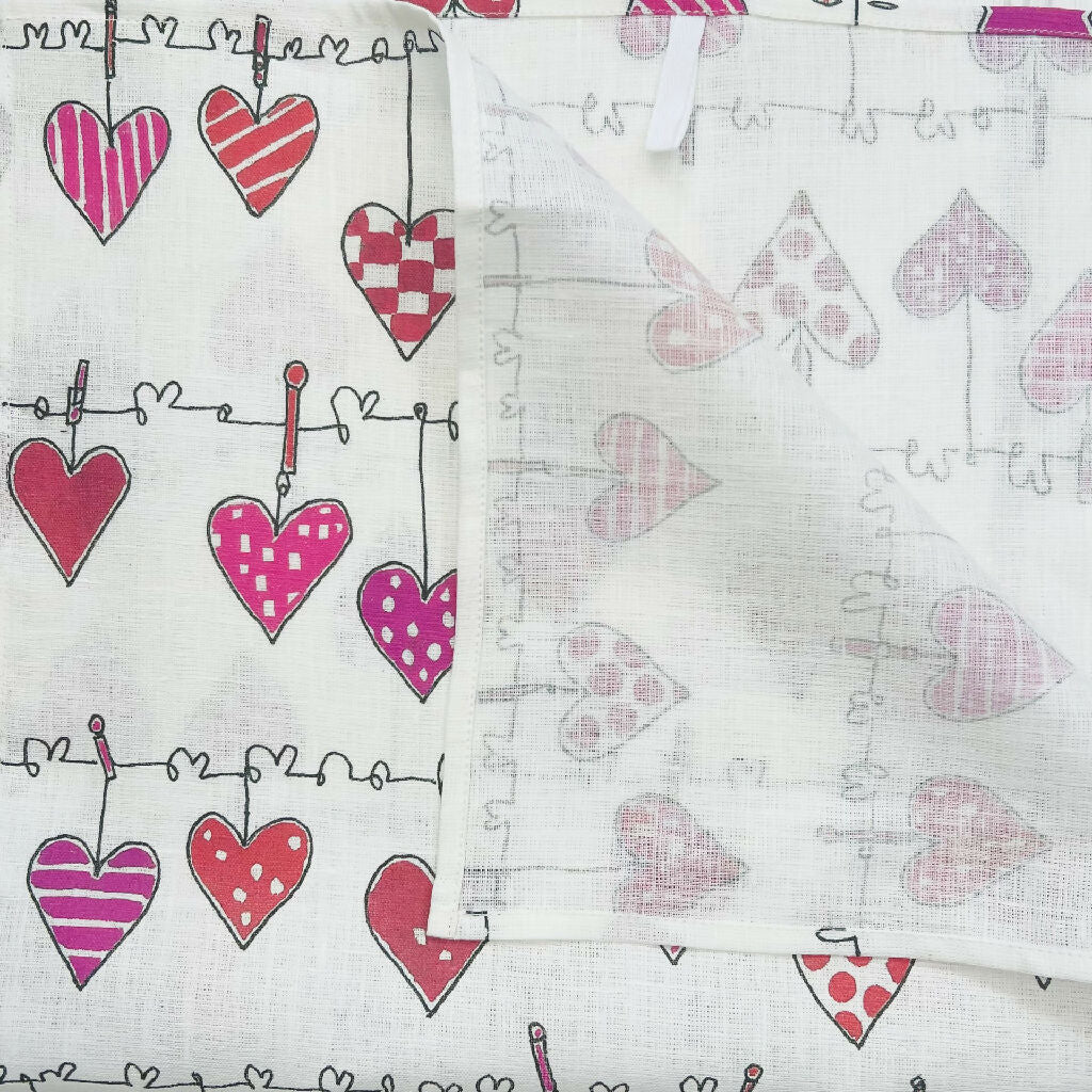 'Hearts on the Line' Linen Tea Towel - Image 3