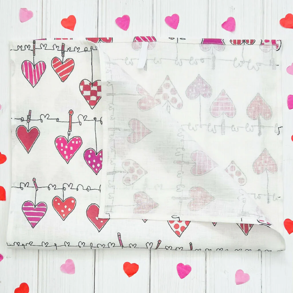 'Hearts on the Line' Linen Tea Towel - Image 4