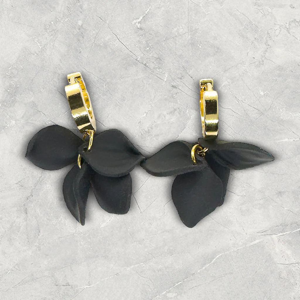 Heather | Black | Huggie Earrings
