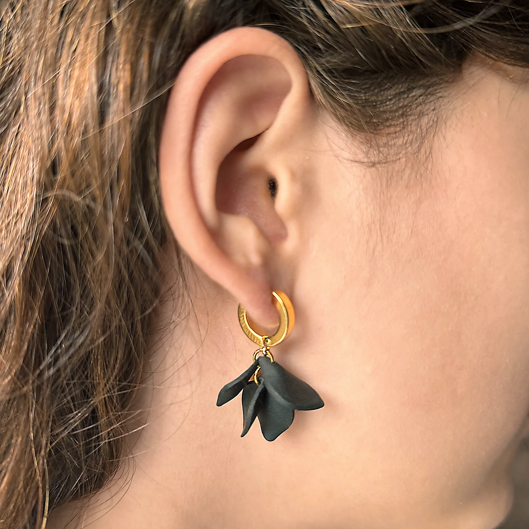 Heather | Black | Huggie Earrings - Image 2