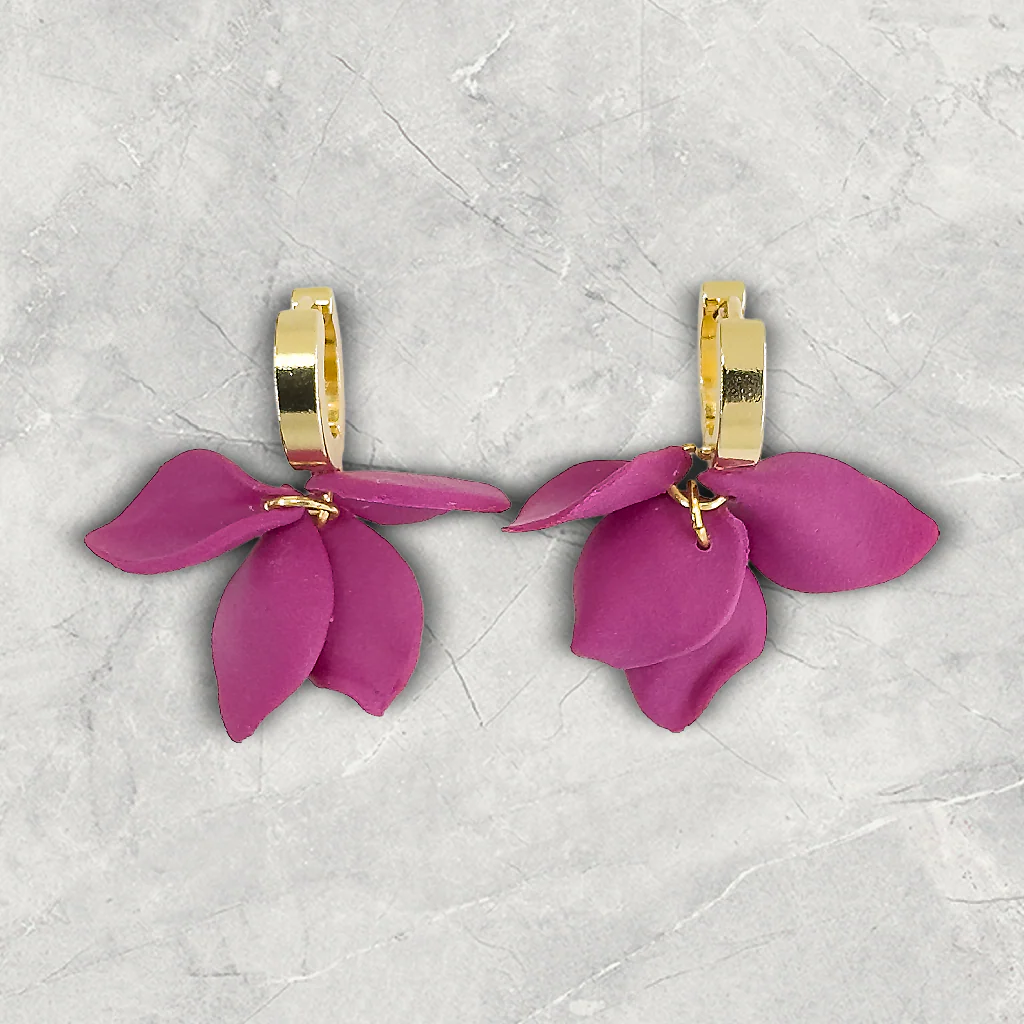 Heather | Fuchsia | Huggie Earrings