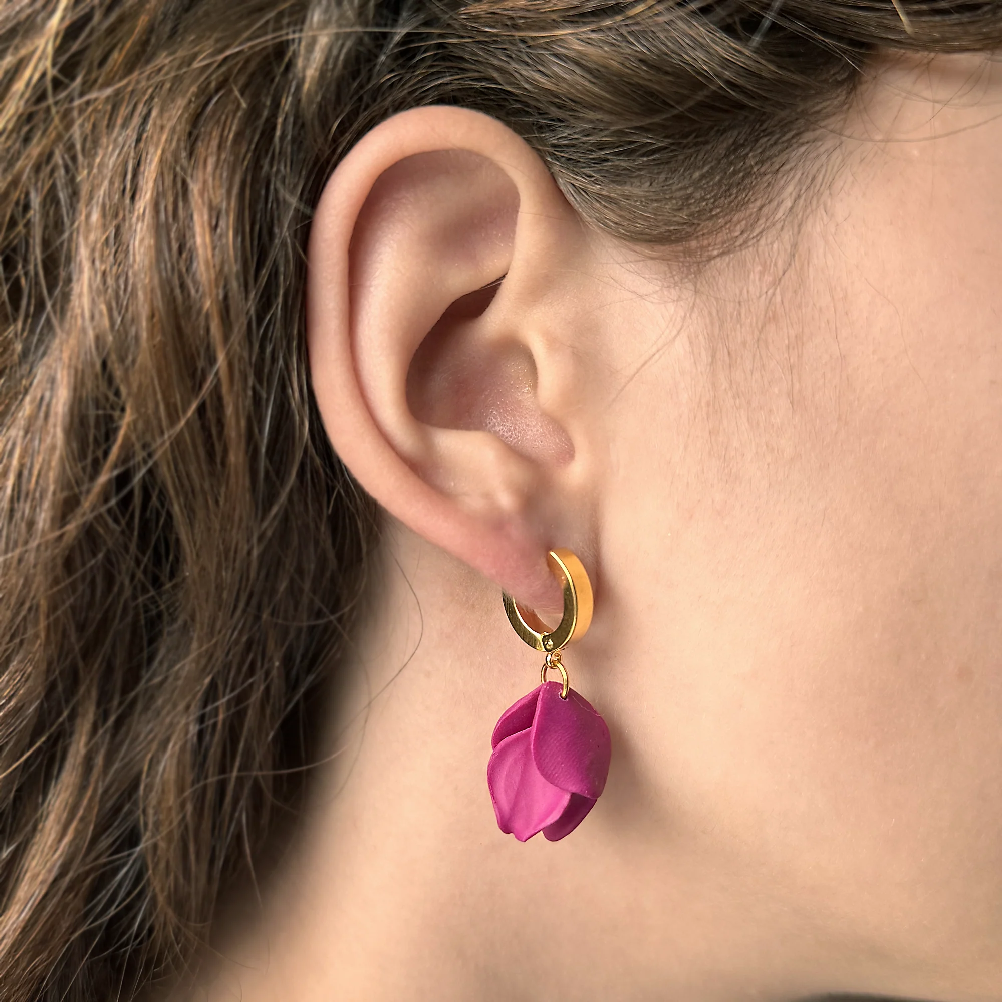Heather | Fuchsia | Huggie Earrings - Image 2