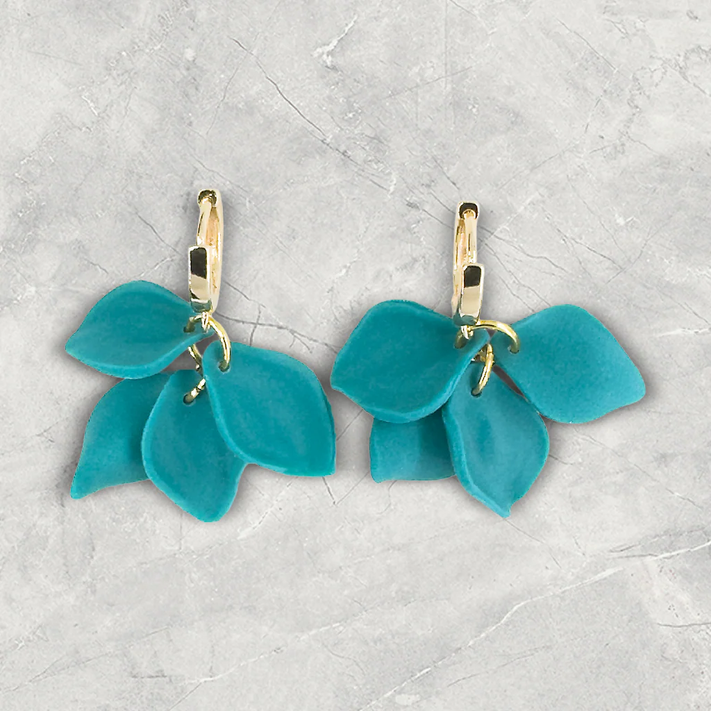 Heather | Teal | Huggie Earrings