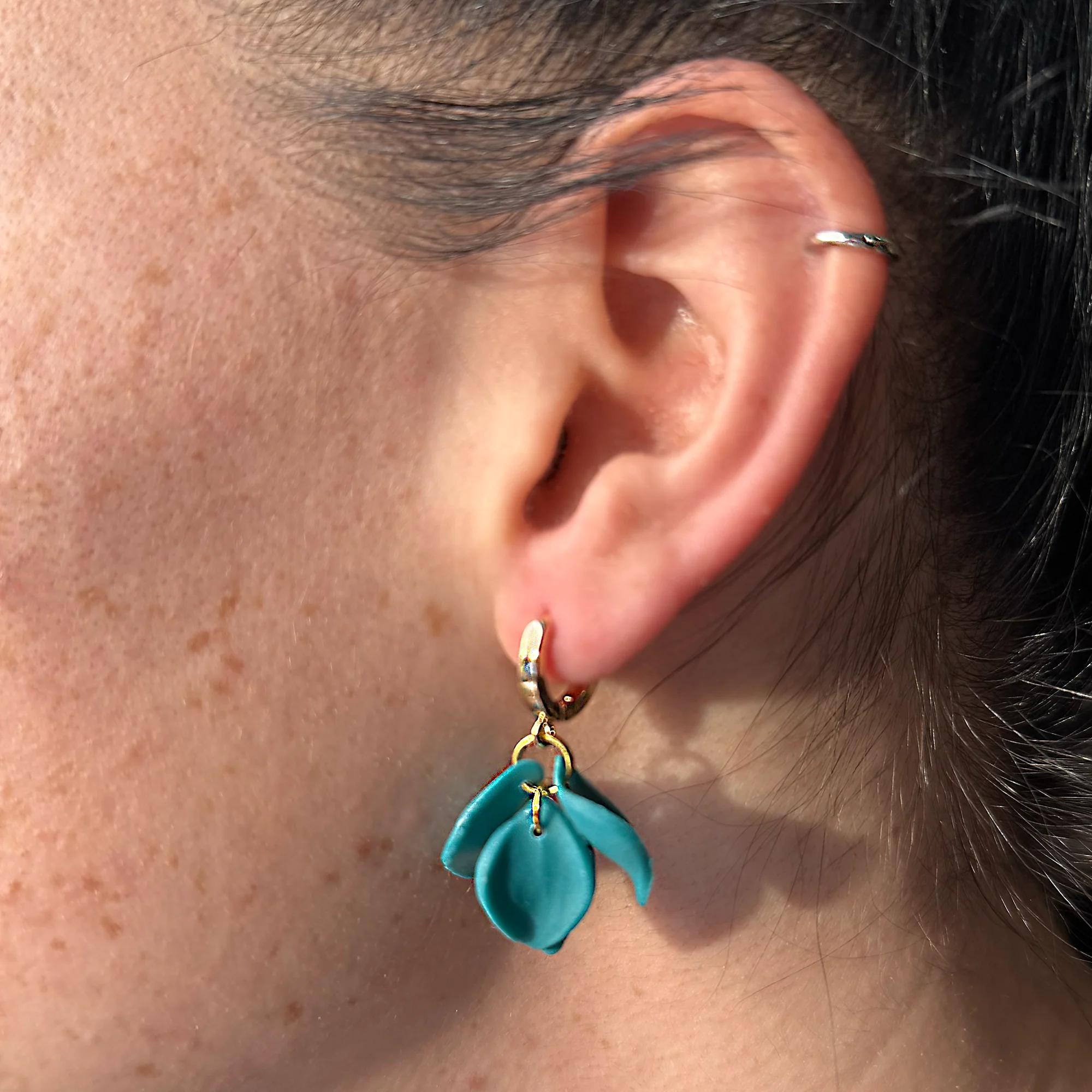 Heather | Teal | Huggie Earrings - Image 2