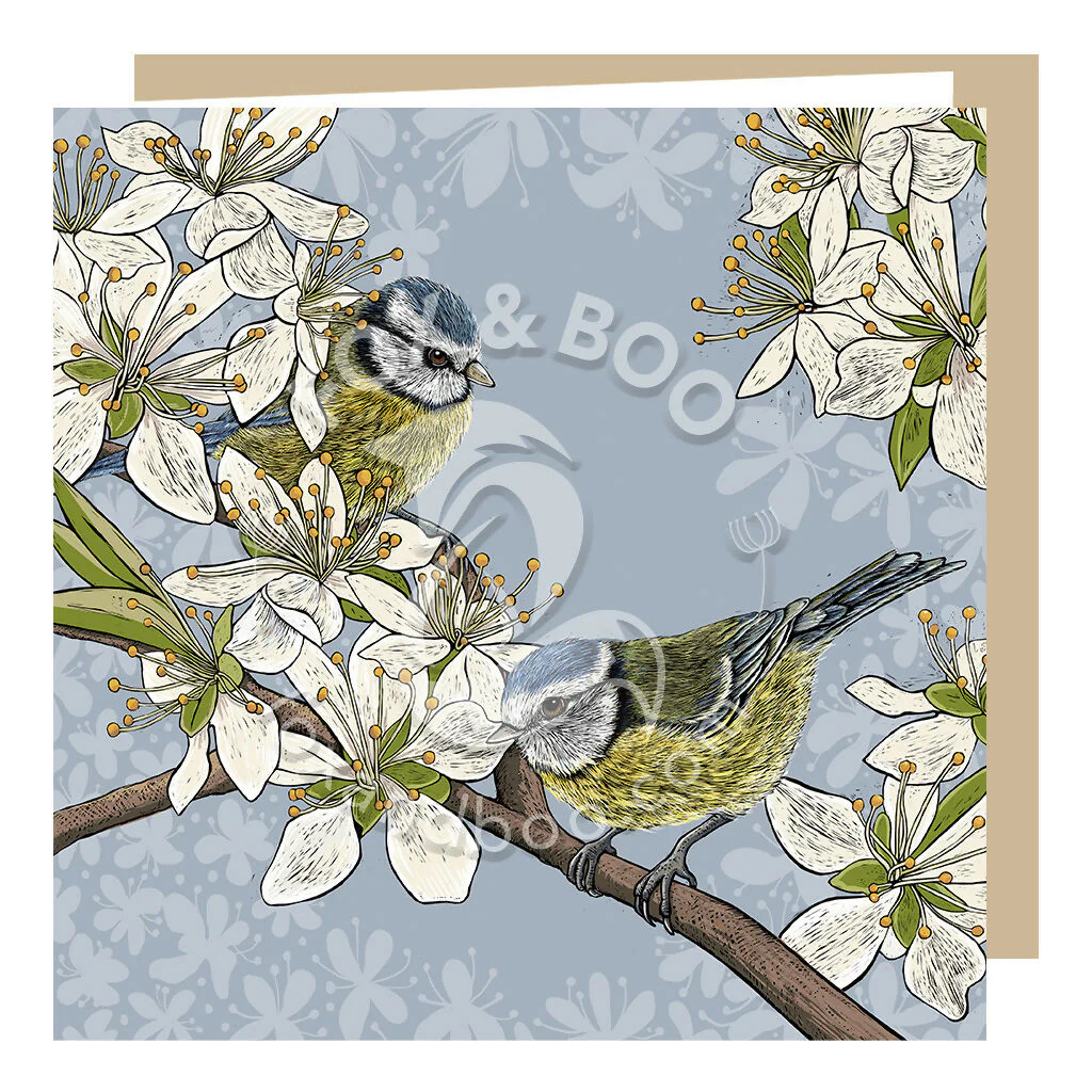Hedgerow Blue Tits Greeting Card