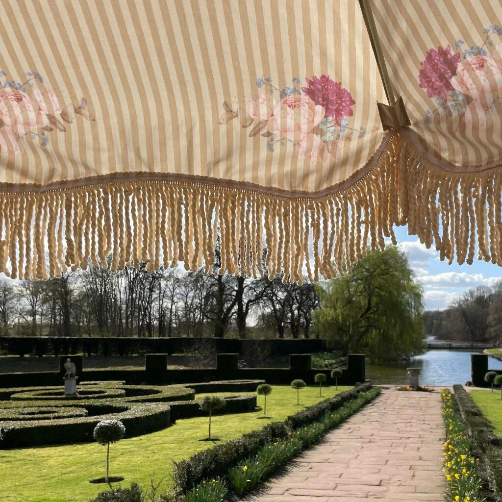 'Helena' Large Tassel Fringed Outdoor Parasol - Image 5