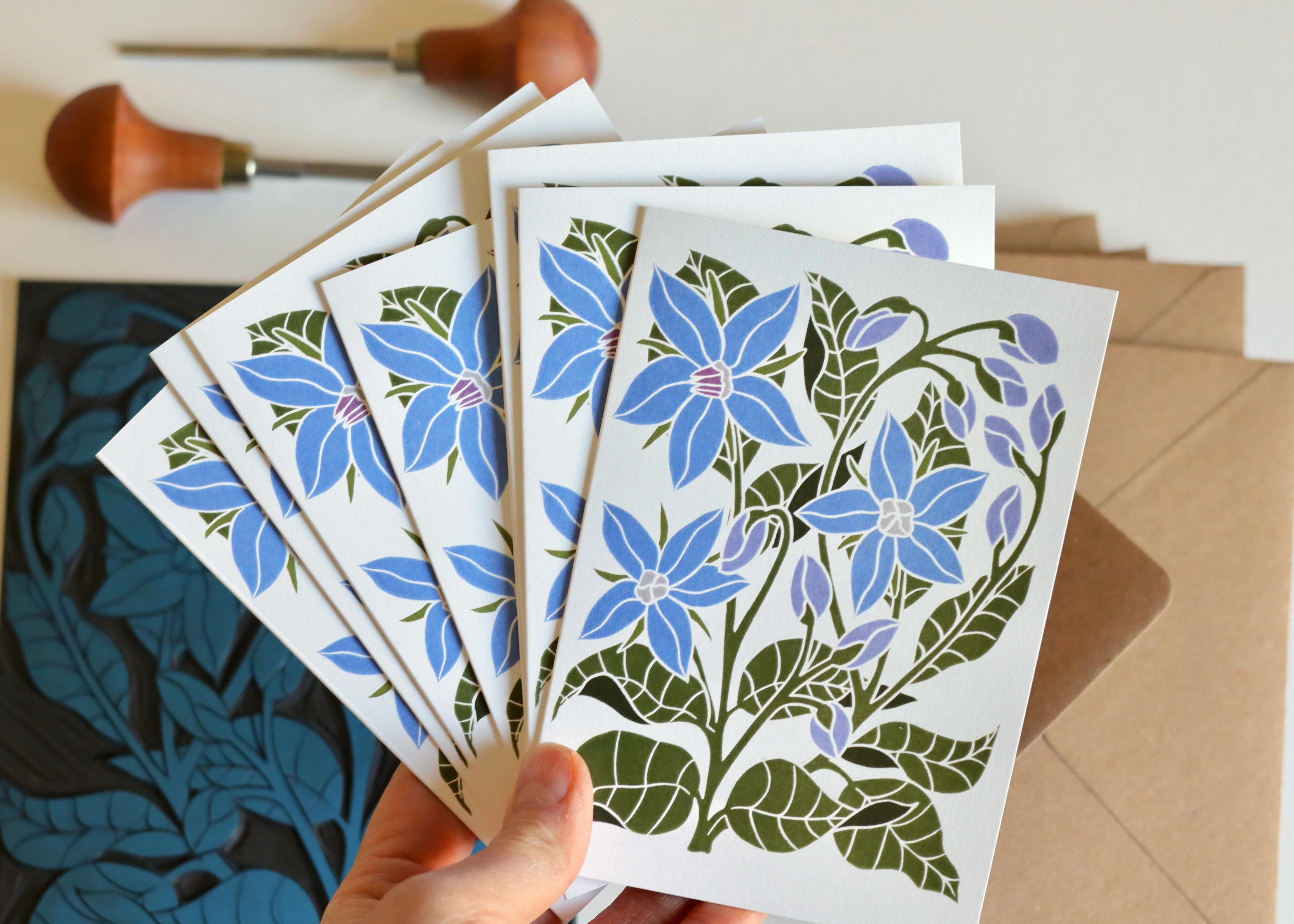 Heritage Kitchen Borage Notecards | Set of 8 Notecards & Envelopes - Image 3