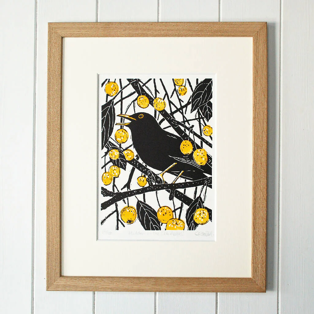 Hidden in the Crab Apples - Limited Edition - Original Linocut Print