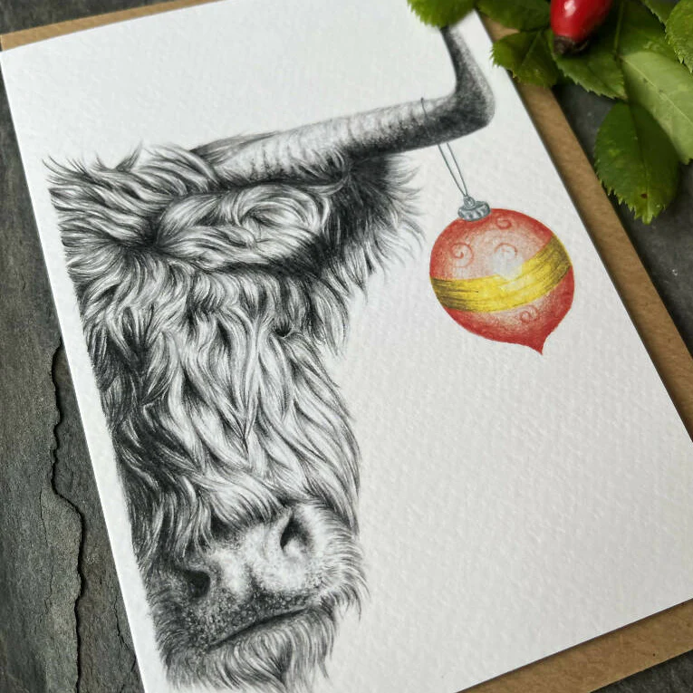 Highland Cow Christmas Card - Image 2