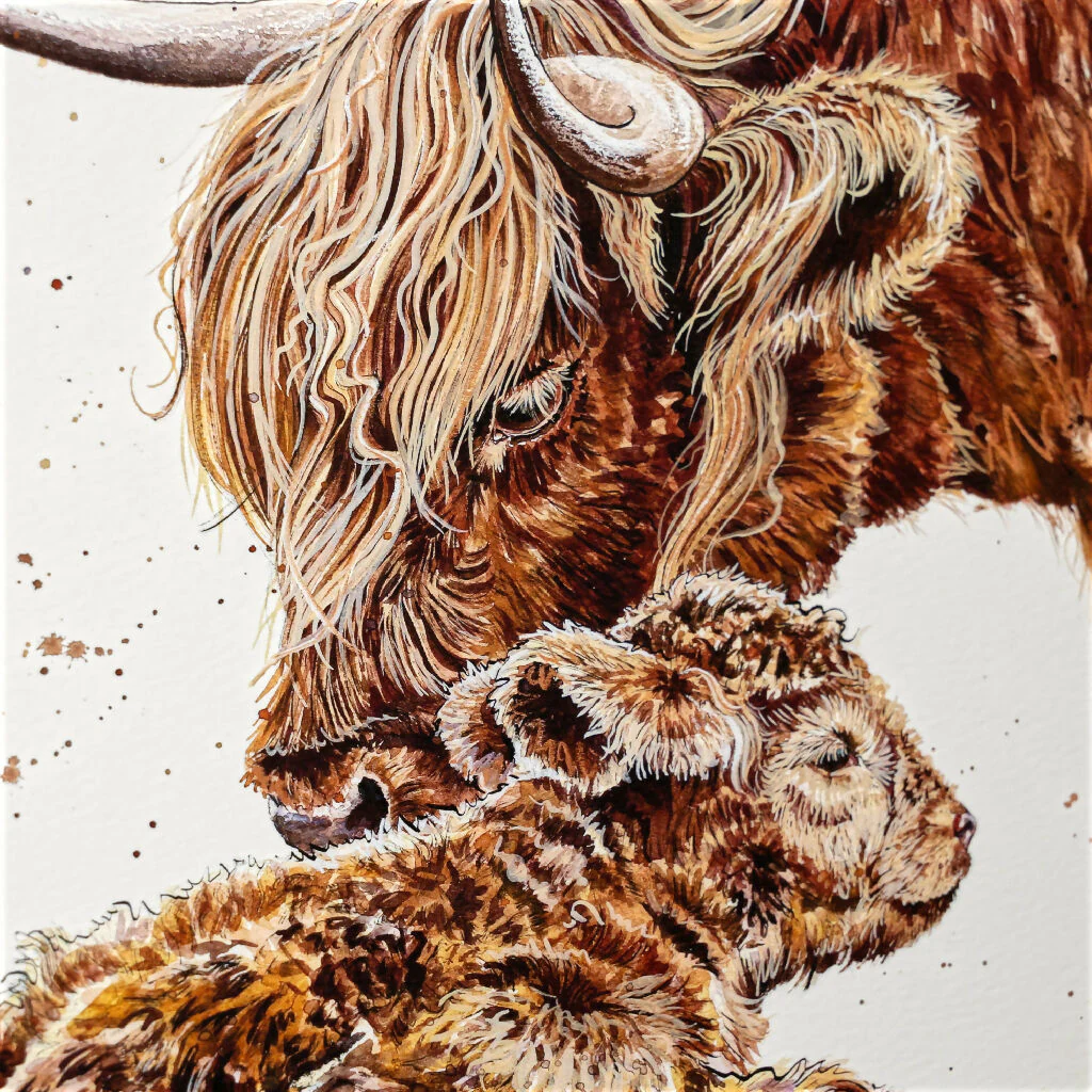 Highland Cow Limited Edition Print 'A Tender Moo' | Jina Gelder Illustration - Image 2