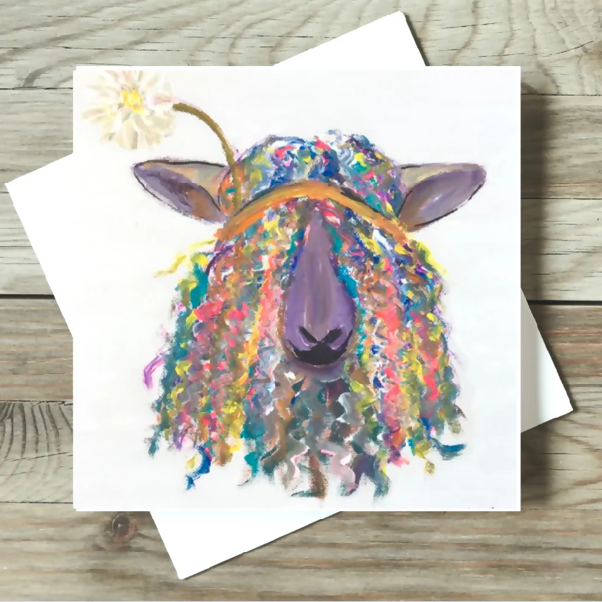 Hippie Sheep Card - Birthday or Blank - Image 2