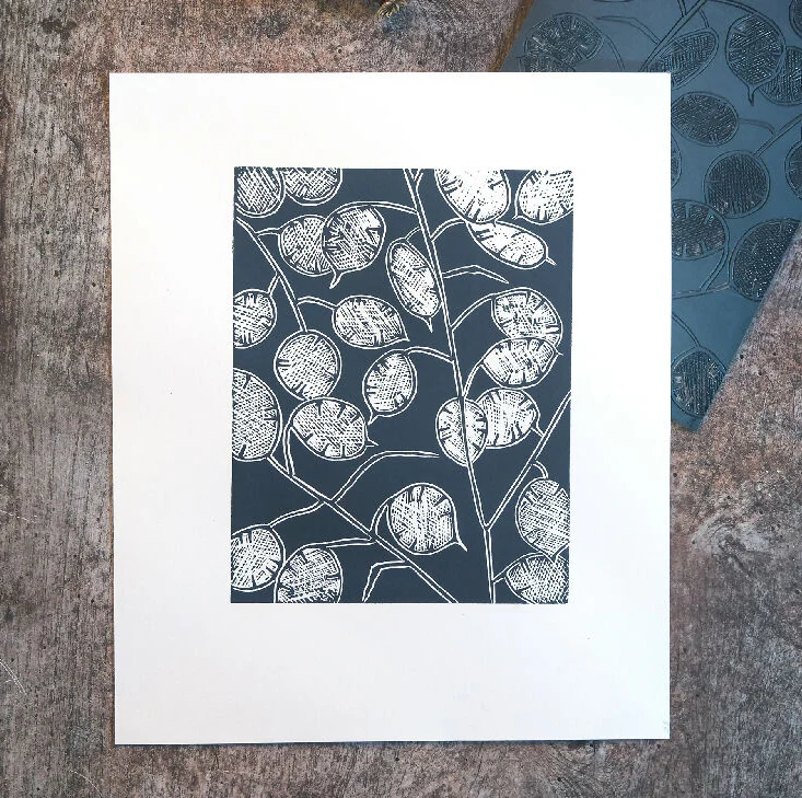 Honesty Seedheads, Limited Edition Lino Print