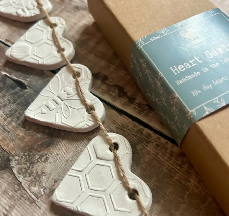 Honey Bee Clay Heart Garland