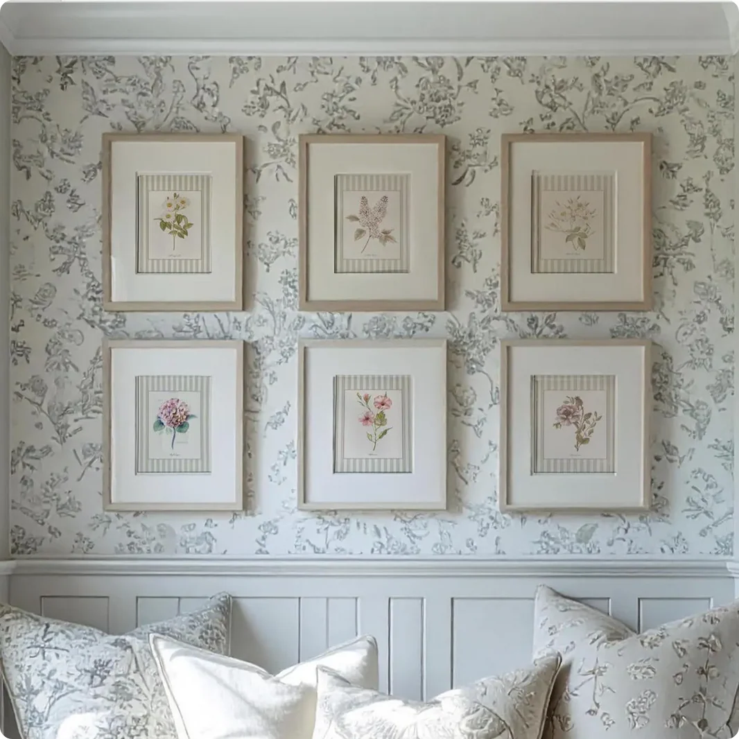 Hydrangea Watercolor Print on Striped Background - Image 7