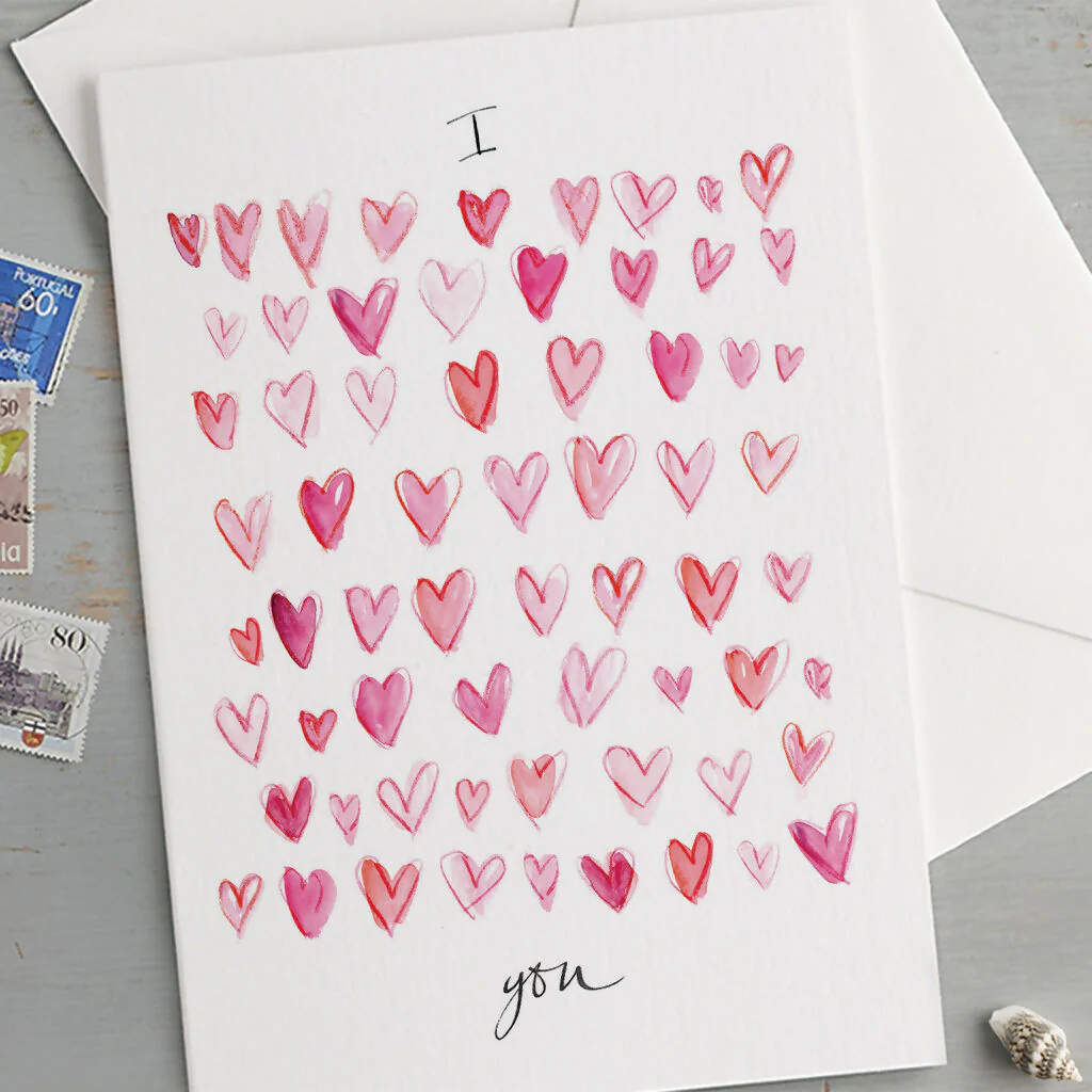 'I Love You' Romantic Hearts Love Greeting Card - Image 2